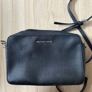 Michael Kors Jet Set Black Leather Crossbody